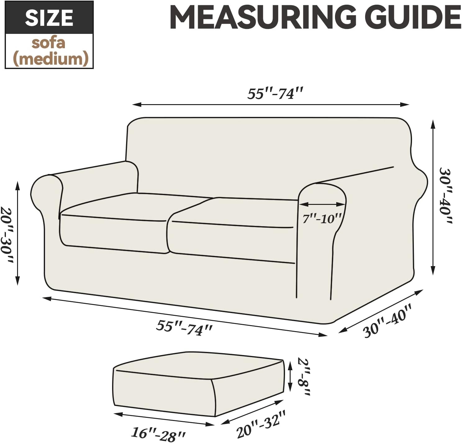 WEERRW Velvet Couch Covers for 2 Cushion Couch Sofa - High Stretch Luxury Velvet Plush 3 Pieces Sofa Slipcovers with Elastic Bottom, Furniture Protector for Pets, Machine Washable, Ivory, Medium